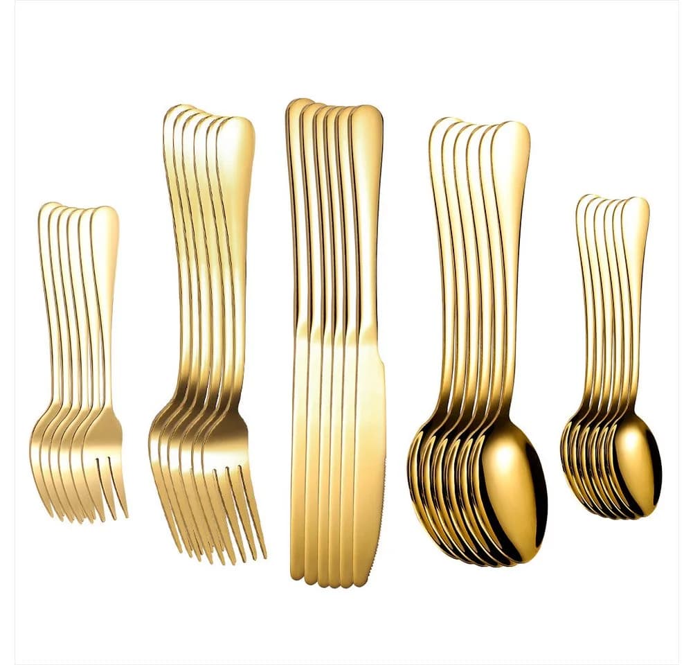 KingLux 60-tlg. Besteckset Gold 12 Personen Edelstahl