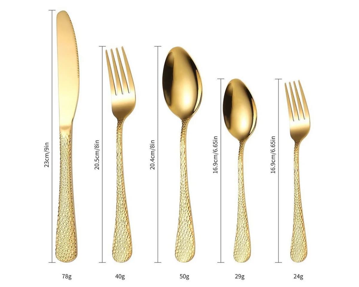 KingLux Besteck-Set 60-tlg. Gold Edelstahl für 12 Personen