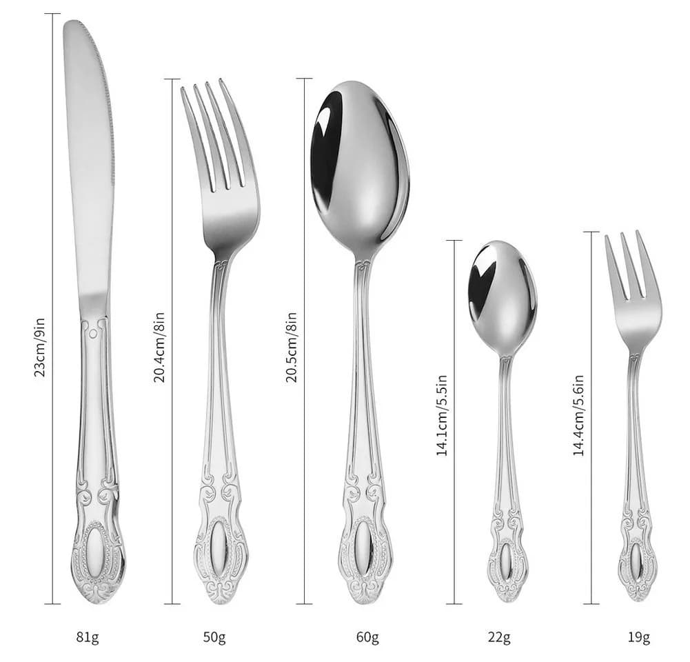 KingLux Besteck-Set 40-tlg. Royal 8 Pers. Edelstahl Silber Hochglanz