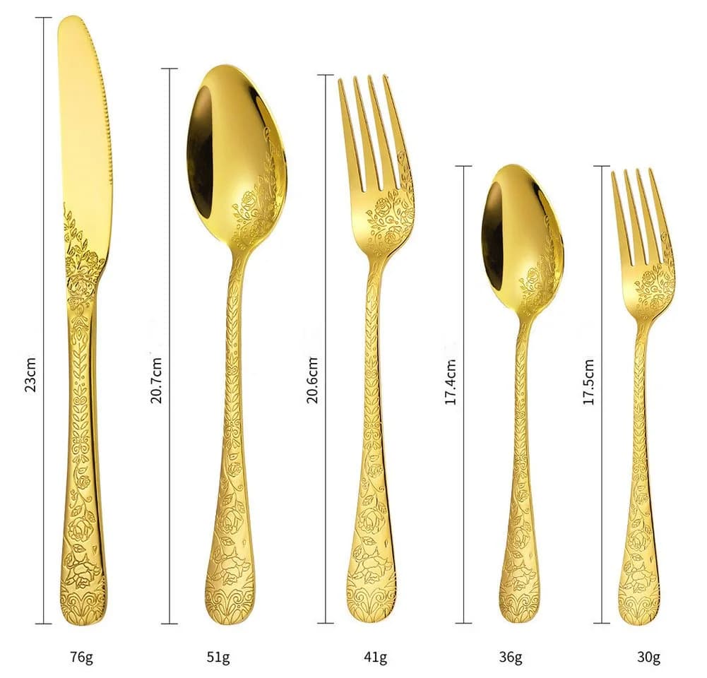 KingLux Besteck-Set 40-tlg. Gold 18/10 Edelstahl für 8 Personen