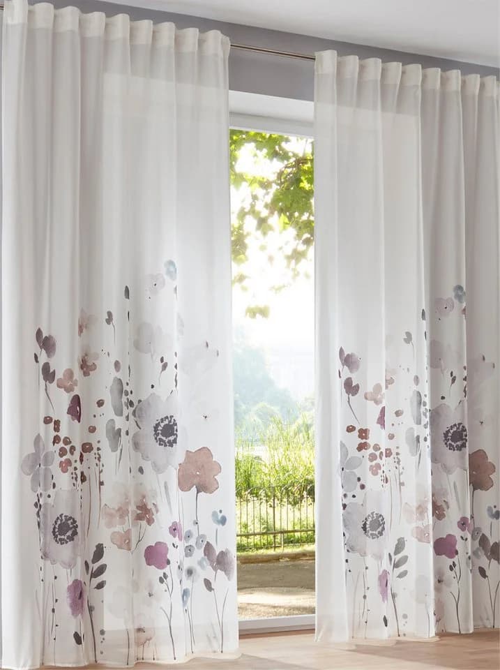 Gardine HEINE HOME Gr. 2 Bunt Floral-Druck