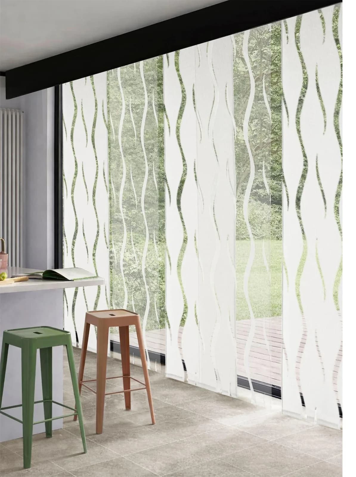 HEINE HOME Schiebegardine Weiß Halbtransparent Polyester Viskose