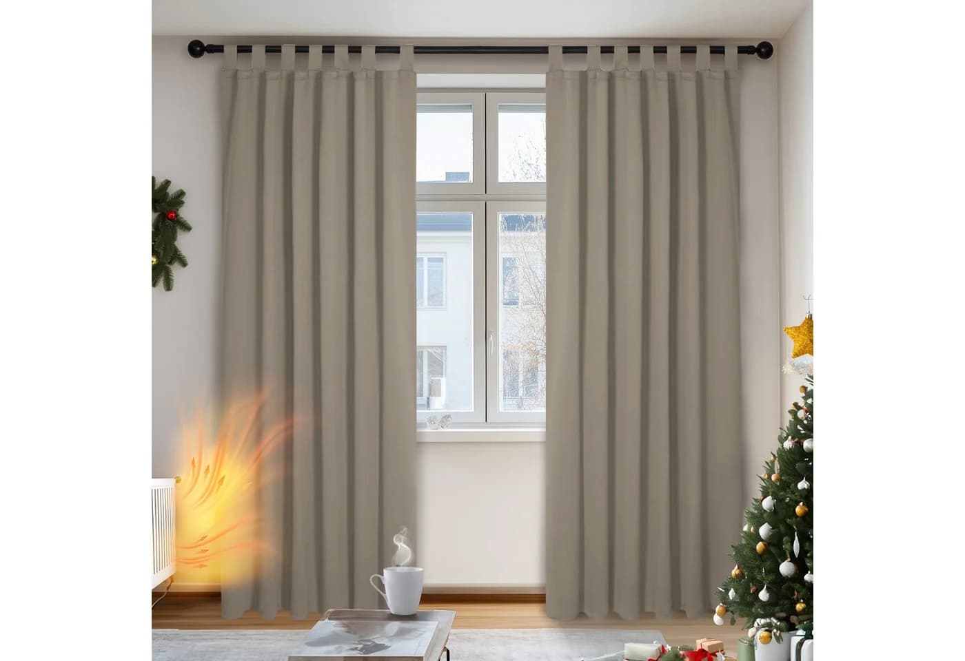Deconovo Verdunkelungsvorhang 2er Set Beige Blickdicht
