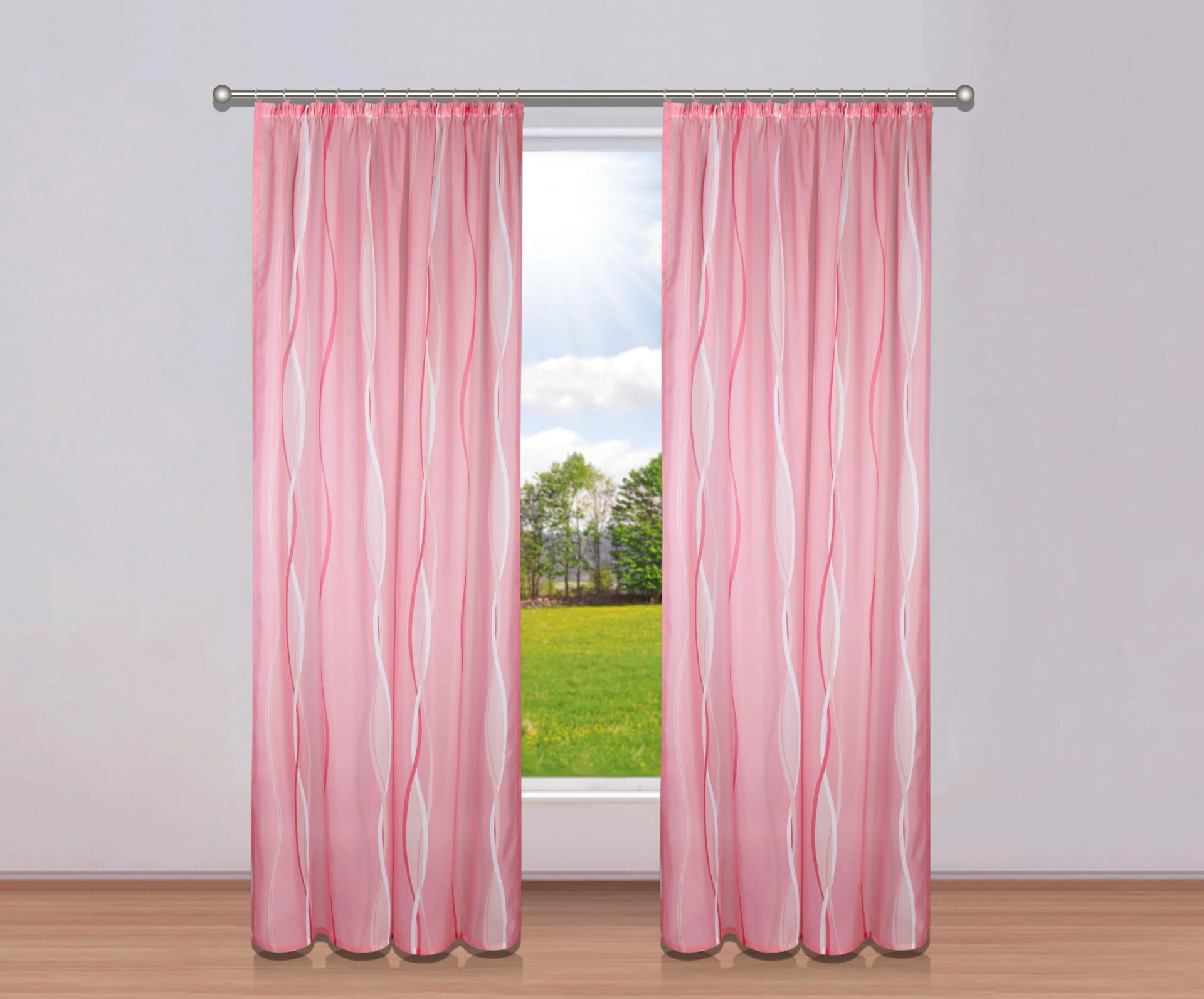 OTTO HOME Gardine Dimona 2er-Set Rosa Transparent Voile