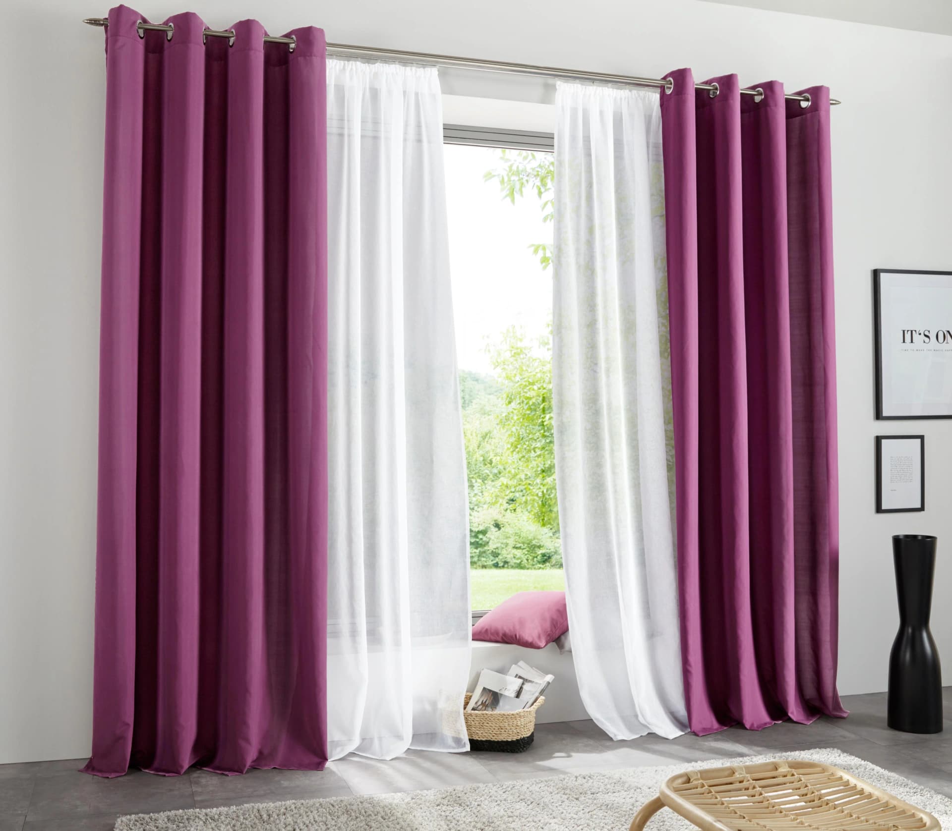 Vorhang MY HOME Raja 2er-Pack Lila Blickdicht