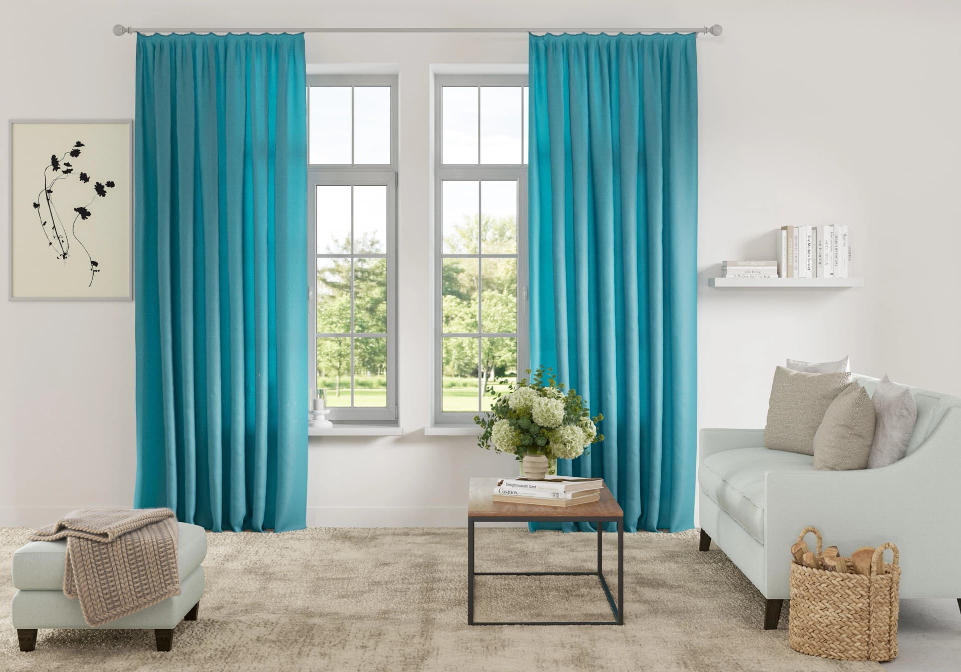 Vorhang MY HOME Parry Blau Recyceltes Polyester 2er-Set Blickdicht