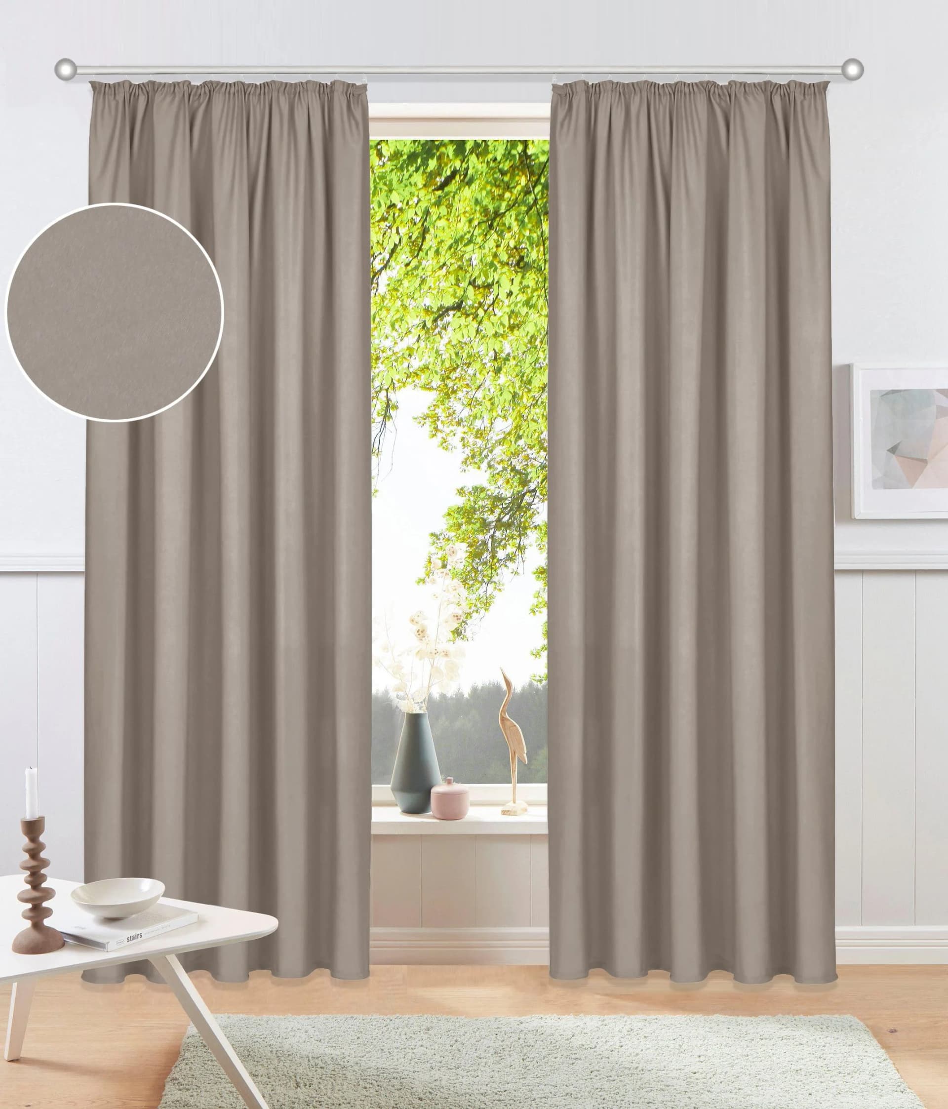 Vorhang MY HOME "Parry" Grau Polyester Recyceltes Material 2-er Set Blickdicht