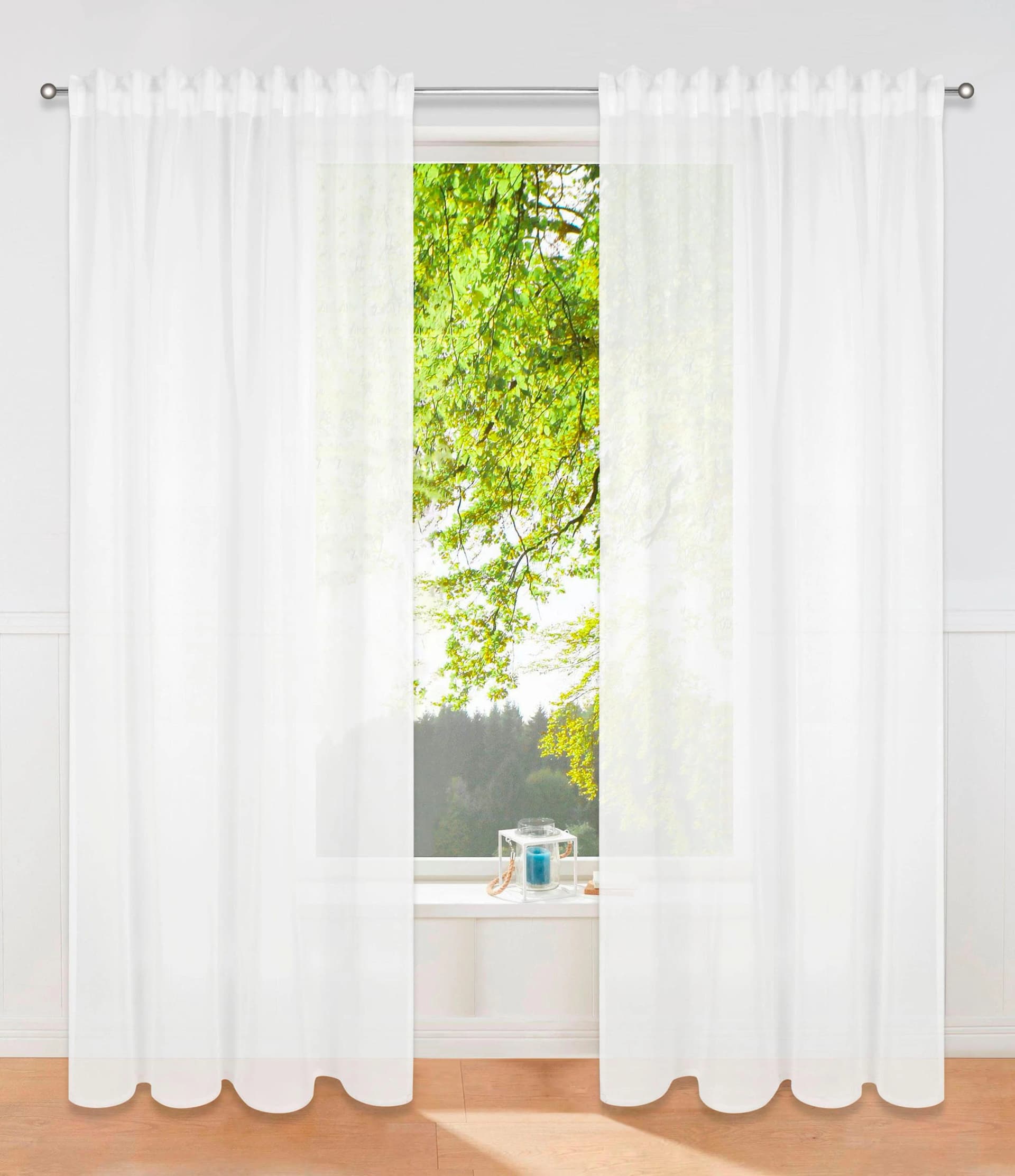 Gardine MY HOME Dolly Gr. 3, beige (naturweiß), Polyester, Gardine, transparent, glatt, gewebt
