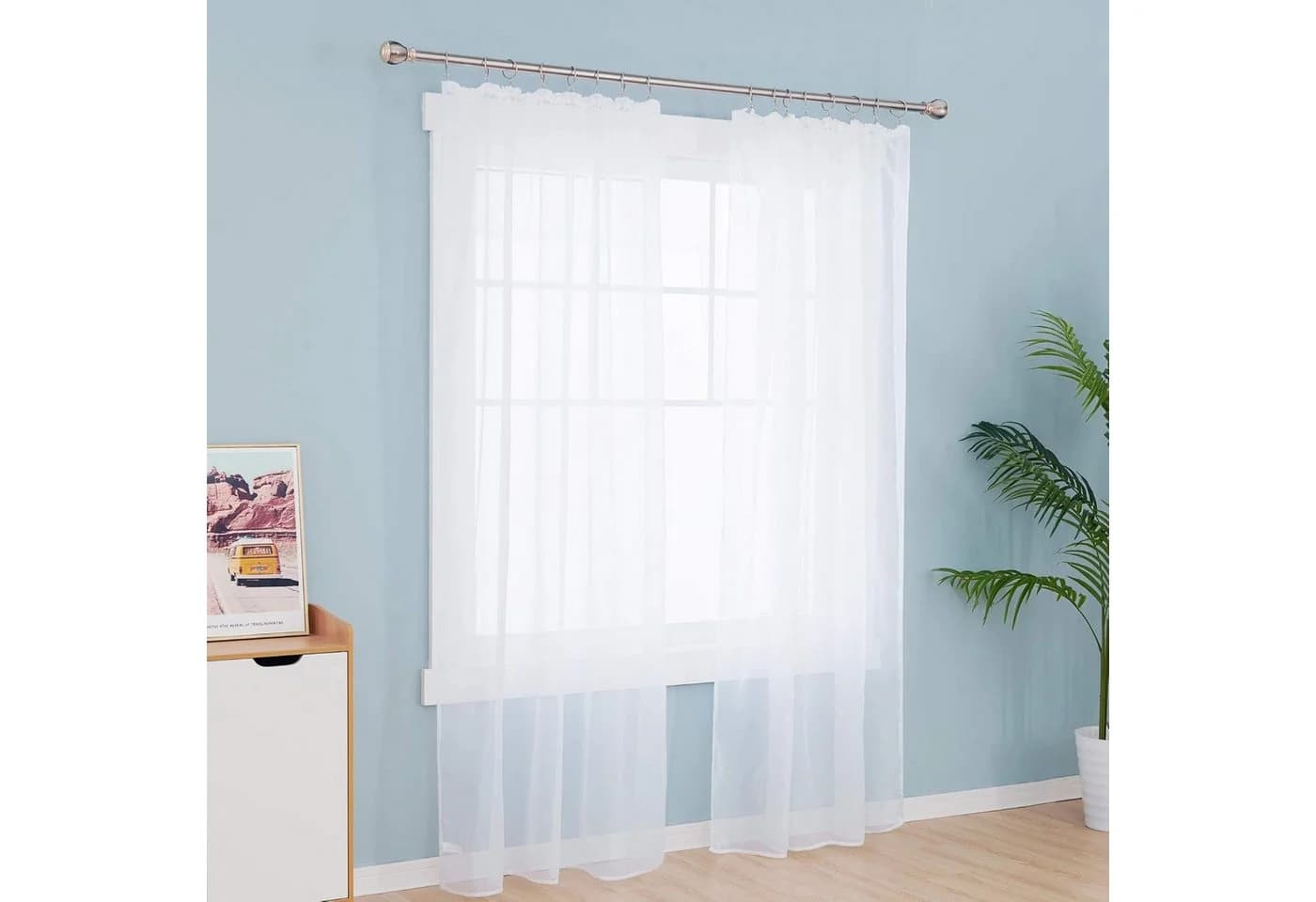 Deconovo Voile Gardinen 2er Set Transparent Stores Schal Schlafzimmer