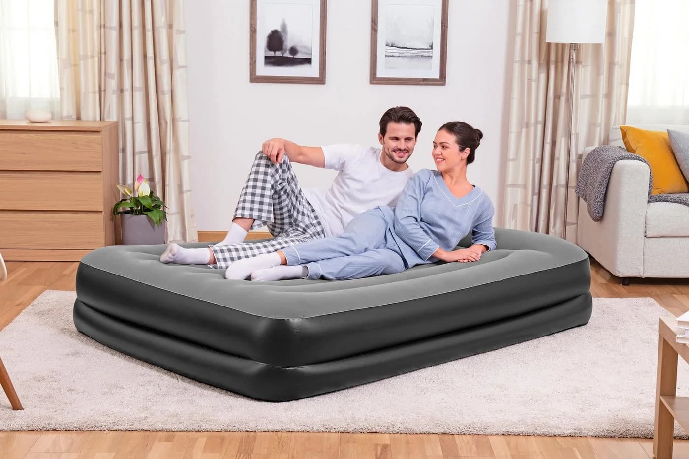 Bestway Luftbett Tritech Queen Size mit Elektropumpe Schwarz/Grau