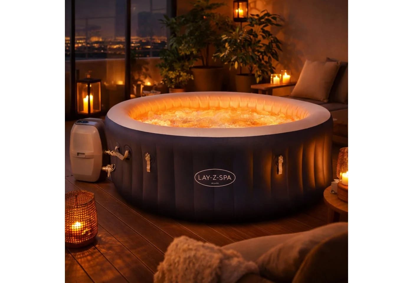 Bestway LAY-Z-SPA Miami AirJet Energiespar-Whirlpool Dunkelblau