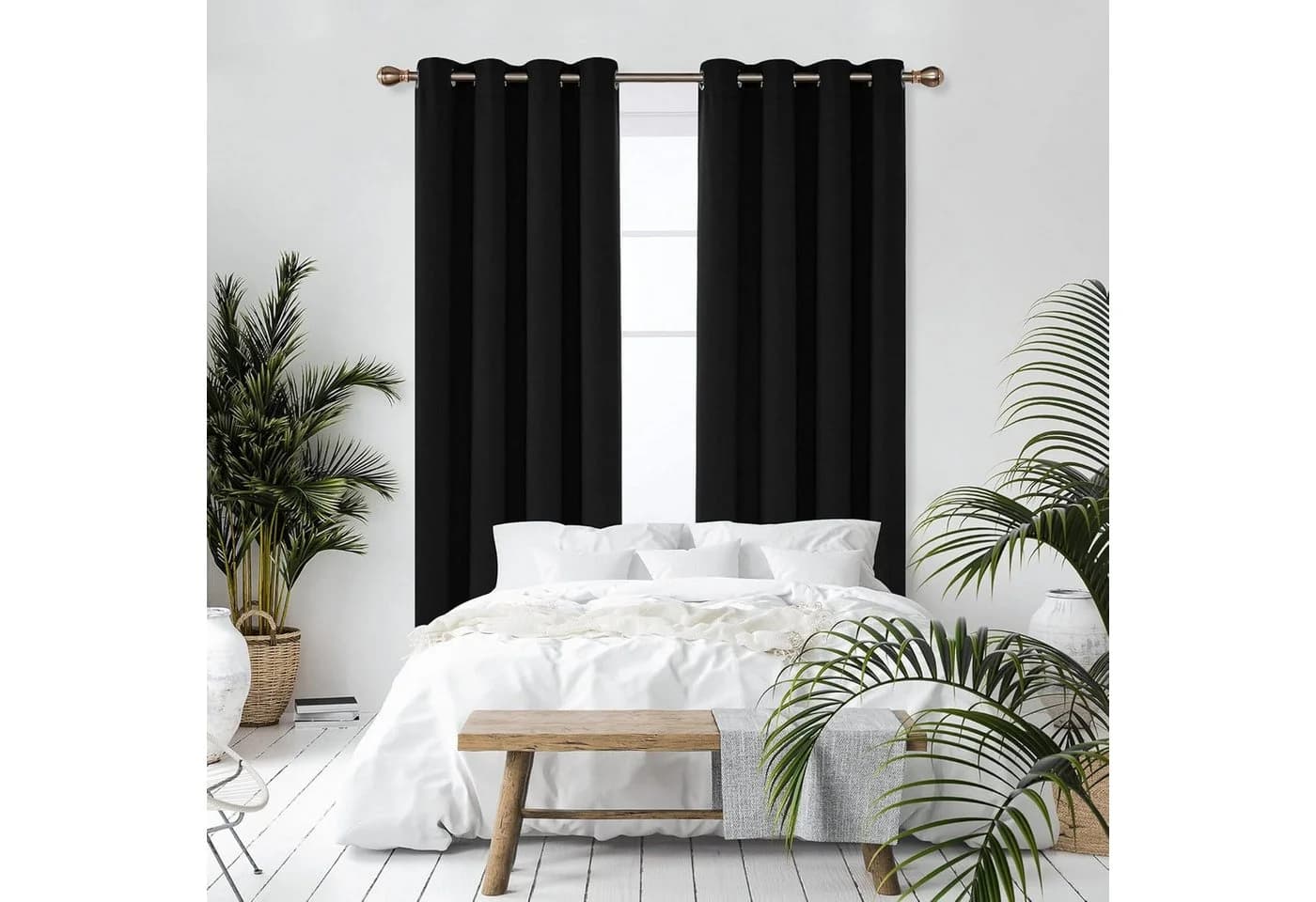 Deconovo Verdunkelungsvorhang Gardinen mit Ösen Blickdichte Vorhang Kälteschutz Schlafzimmer 2er Set, Blackout Curtain einfarbig Thermo Vorhang Verdunkelung Wärmeisolierend