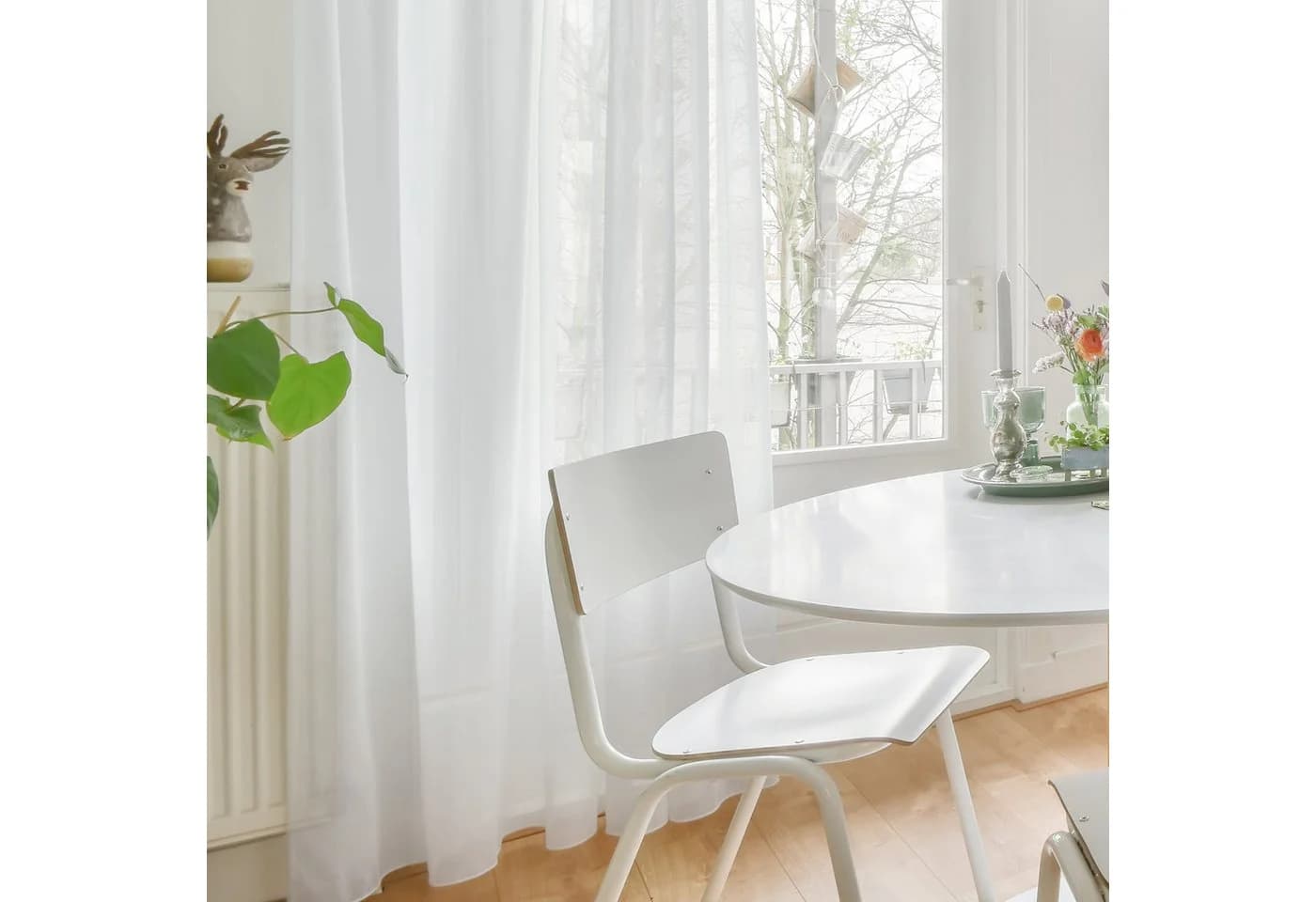 Deconovo Voile Vorhang 2er Set Weiß Transparent mit Ösen
