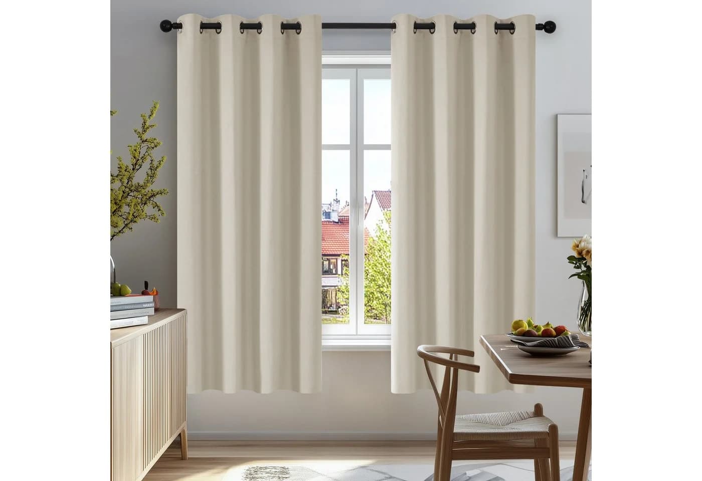 Deconovo Verdunkelungsvorhang 2er Set Beige Polyester mit Ösen