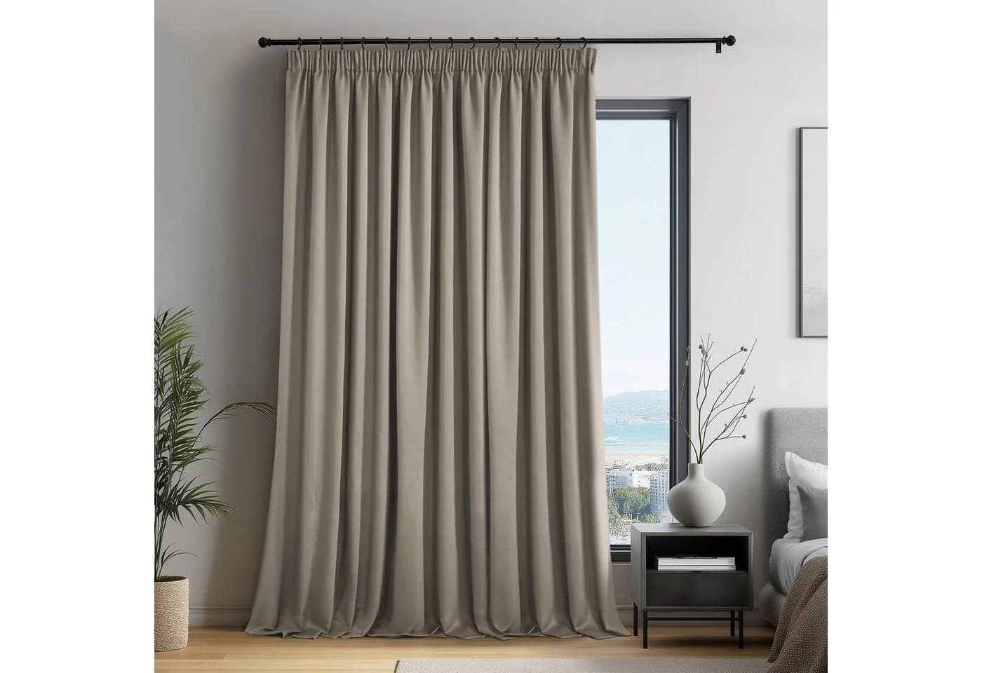 Deconovo Verdunkelungsvorhang Taupe mit Kräuselband