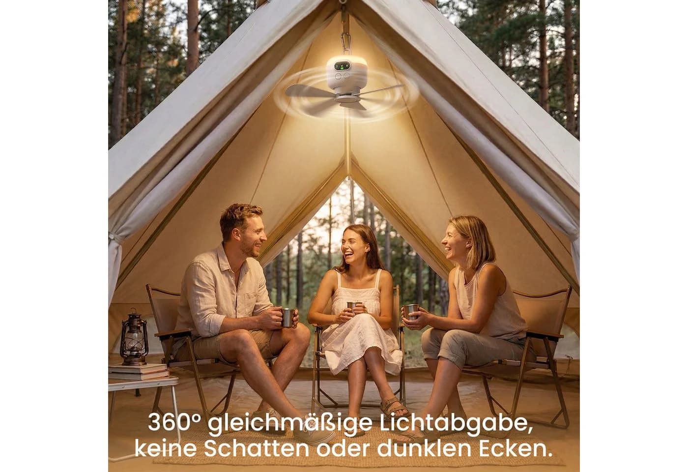 Rosnek Deckenventilator mit LED-Beleuchtung & Fernbedienung, tragbar, weiß