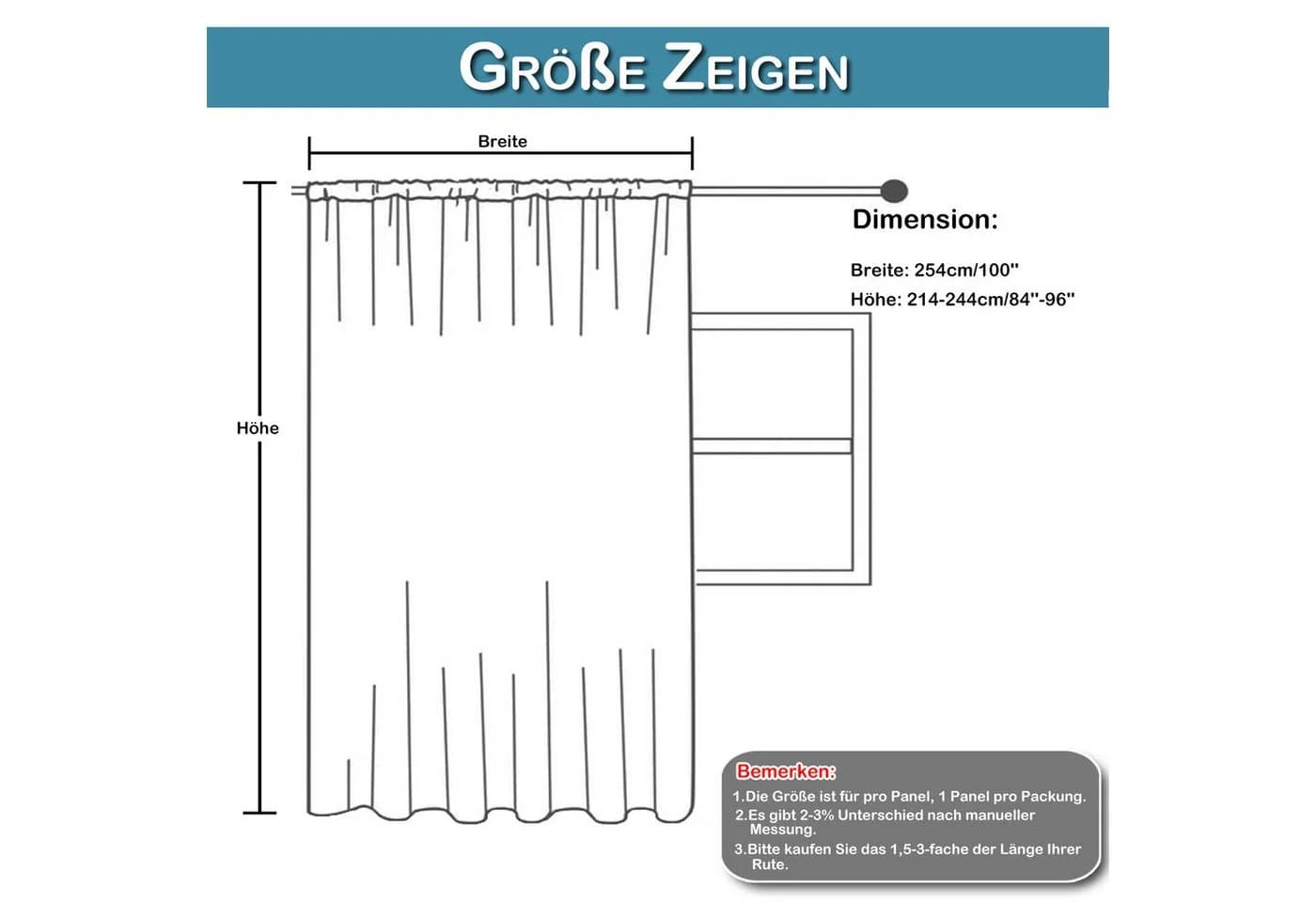 Lapalife Voile Gardine Weiß 254 cm Breit Kräuselband & Stabtasche