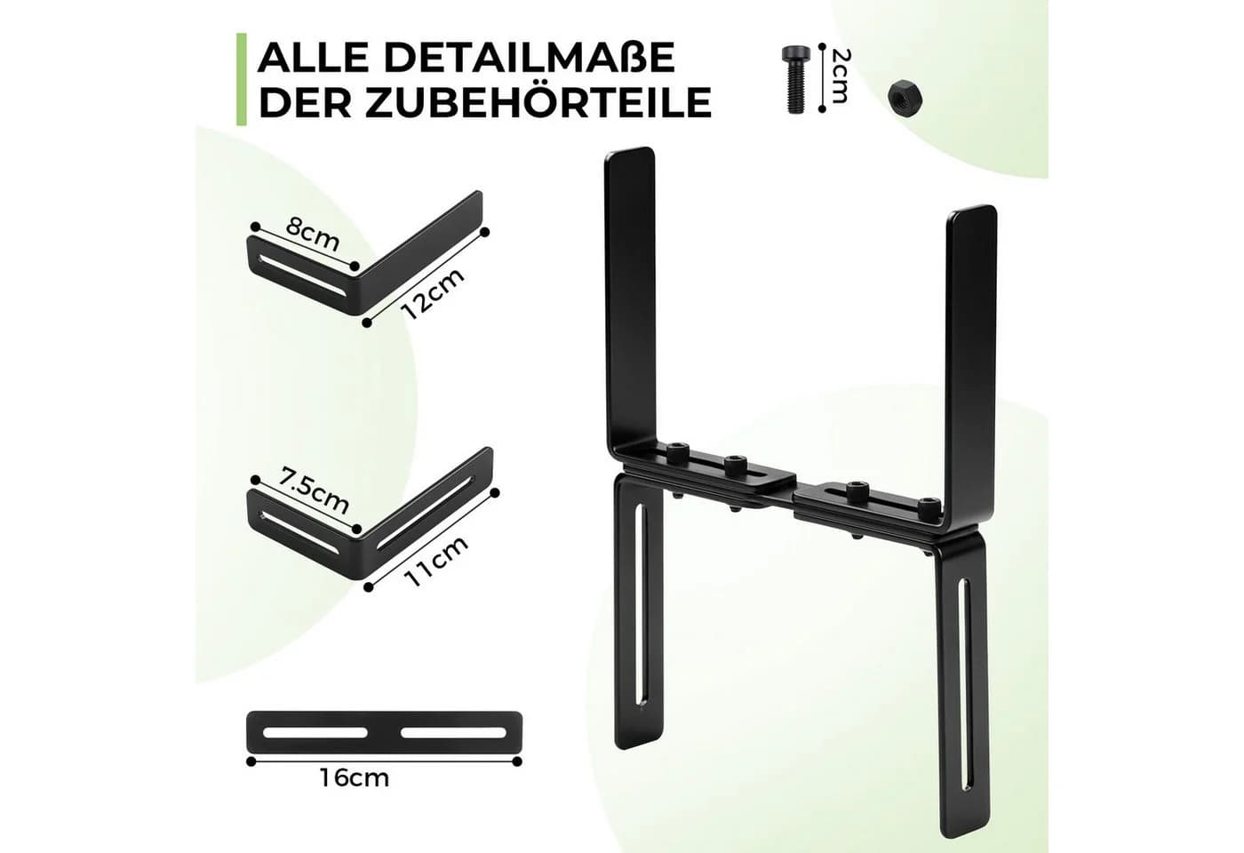 QUBEBU Blumenkastenhalter H-Form Schwarz für Balkongeländer