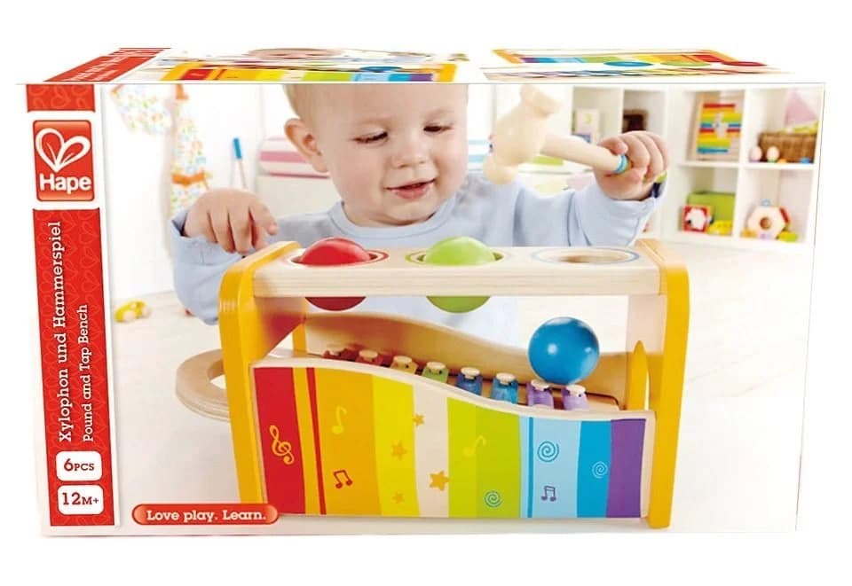 Hape Xylophon und Hammerspiel Bunt 2-in-1 Musikinstrument