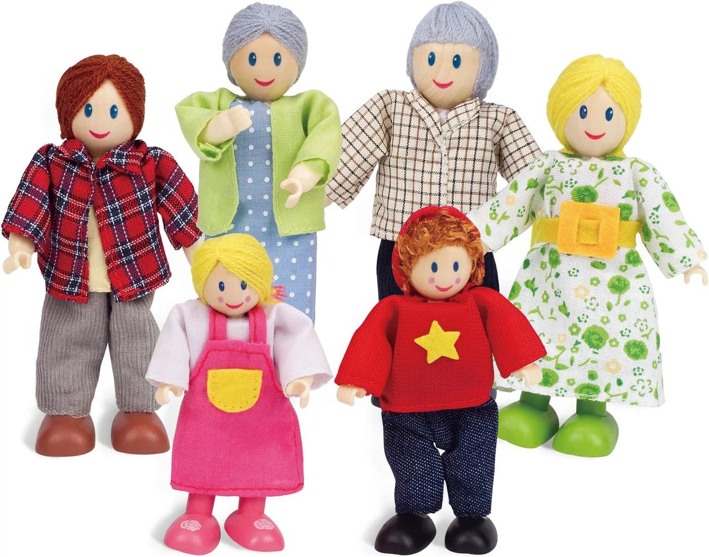 Hape Puppenfamilie Set Bunt Baumwolle Holz