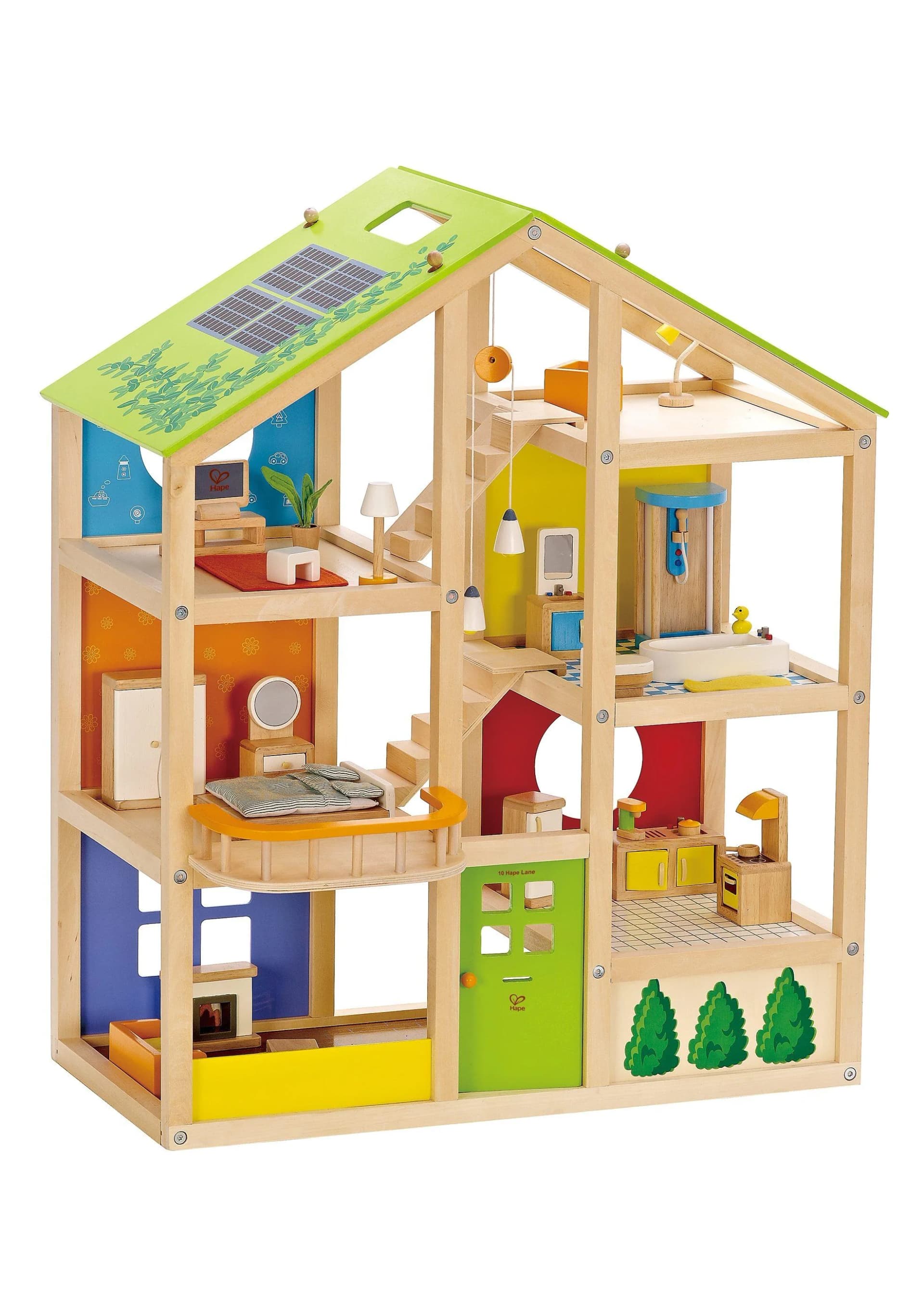 HAPE Puppenhaus Vierjahreszeiten Bunt Holz 6 Zimmer