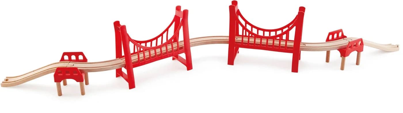 HAPE Spielzeugeisenbahn-Brücke Große Doppel-Hängebrücke Bunt