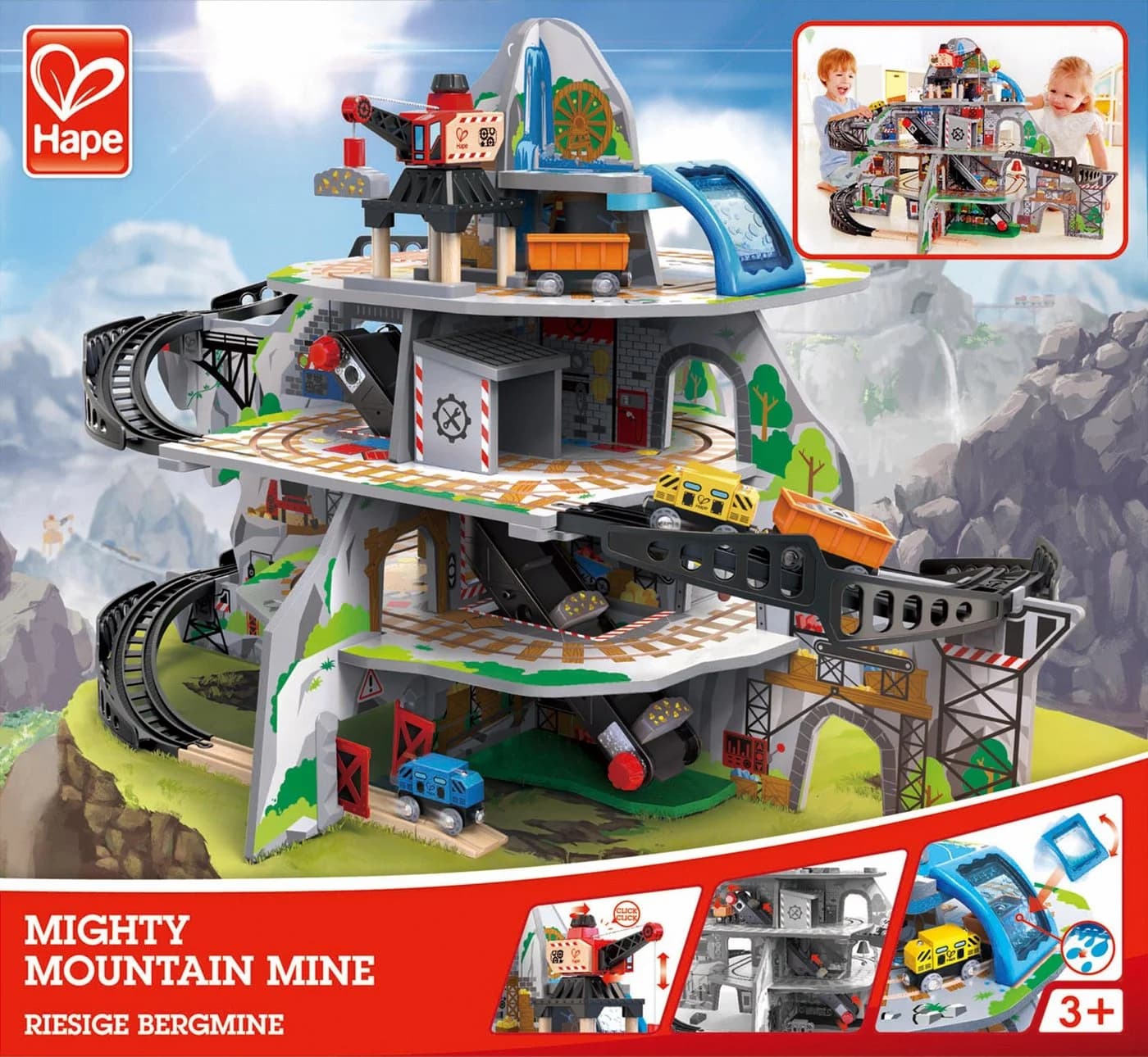 Hape Spielzeug-Eisenbahn Riesige Bergmine 32-tlg. Bunt