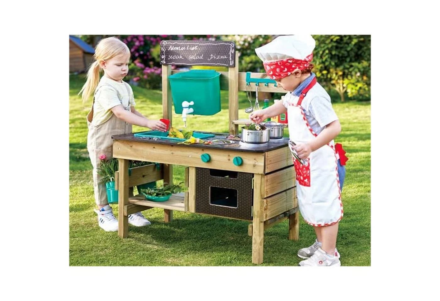 Hape Outdoor Spielküche E3193 mit Wasserhahn und Pflanztöpfen