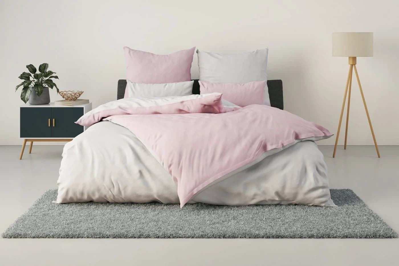 OTTO HOME Kissenbezug DESNER2 Rosa Silber Wendeoptik Microfaser