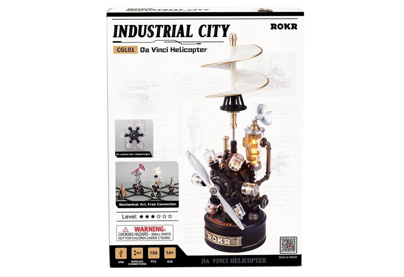 ROKR 3D-Puzzle Da Vinci Helicopter Industrial City