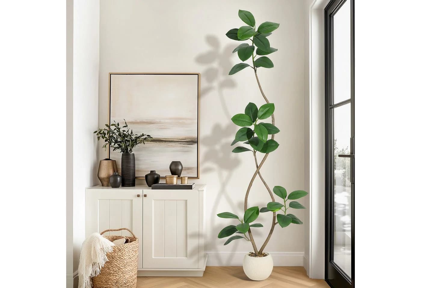 GarveeMore Künstlicher Geigenfeigenbaum Grün 210 cm Kunstbaum