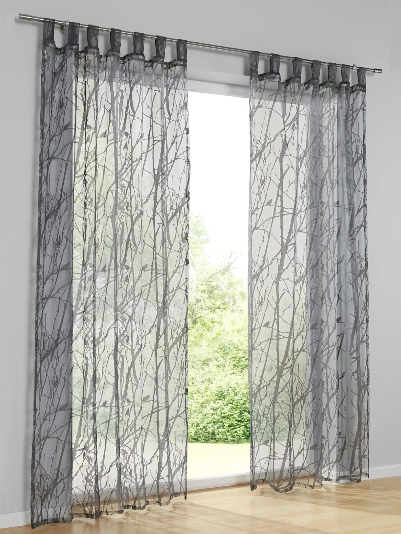 Gardine HEINE HOME Gr. 3, grau, Polyester, Viskose