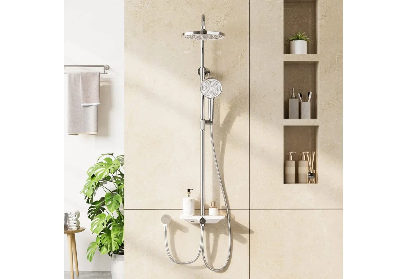 GarveeMore Regendusche Duschsystem XXL Überkopfbrause 25cm Handbrause 3-Funktionen
