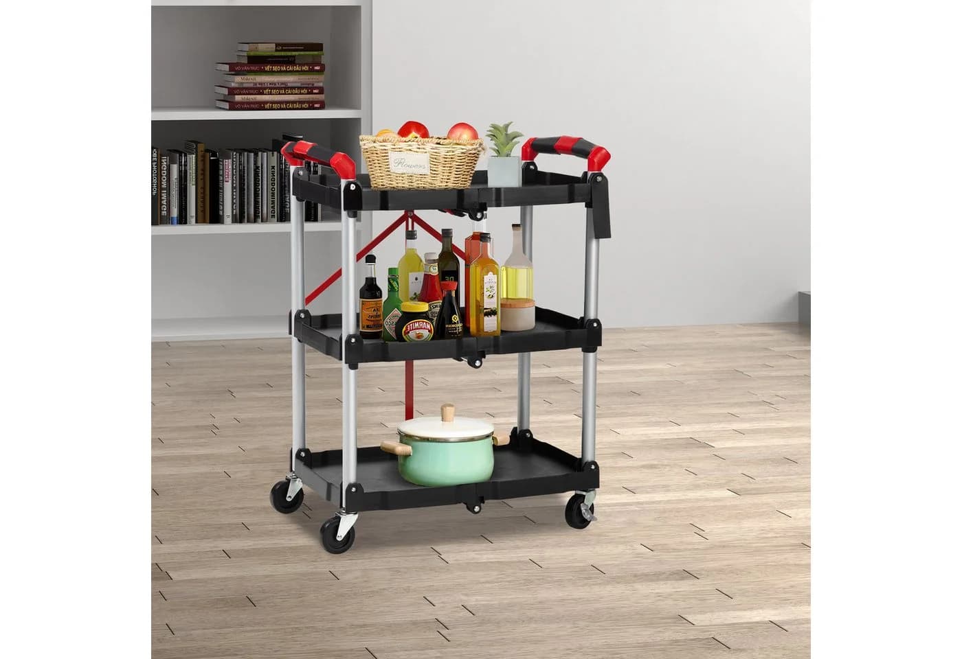 GarveeMore Servierwagen Klappbar Beistellwagen Aluminium PP
