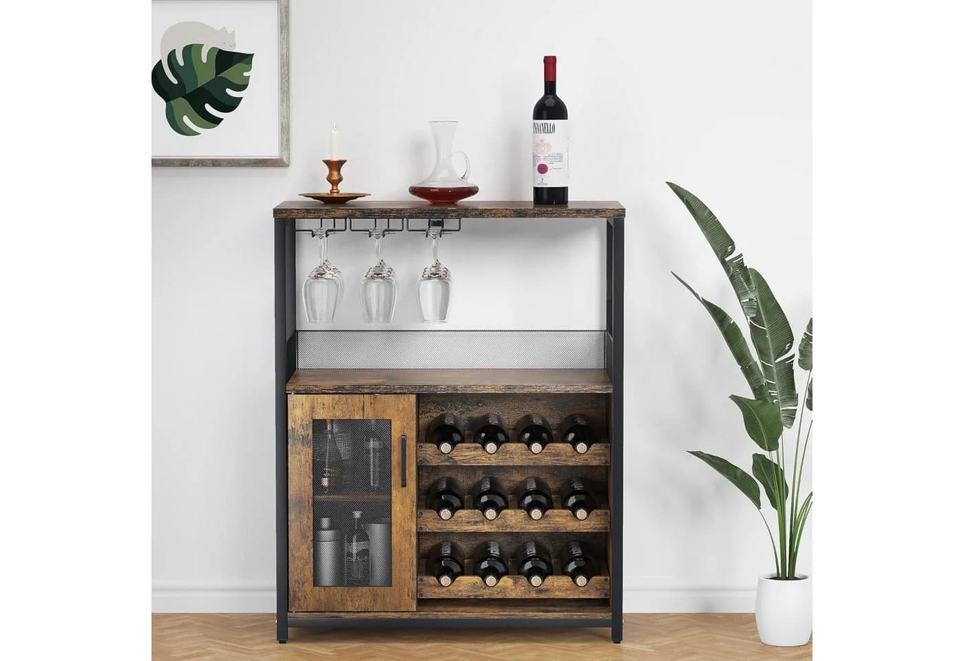 GarveeMore Weinschrank Weinregal Weinständer Barschrank mit Glashalter
