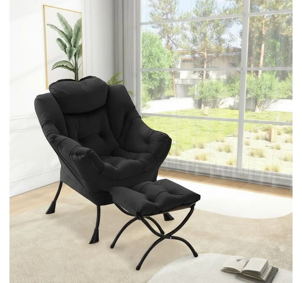 GarveeMore Ohrensessel Relaxsessel mit Hocker Polstersessel Faulsesse