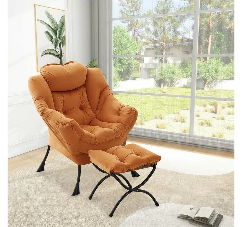 GarveeMore Ohrensessel Relaxsessel mit Hocker Polstersessel