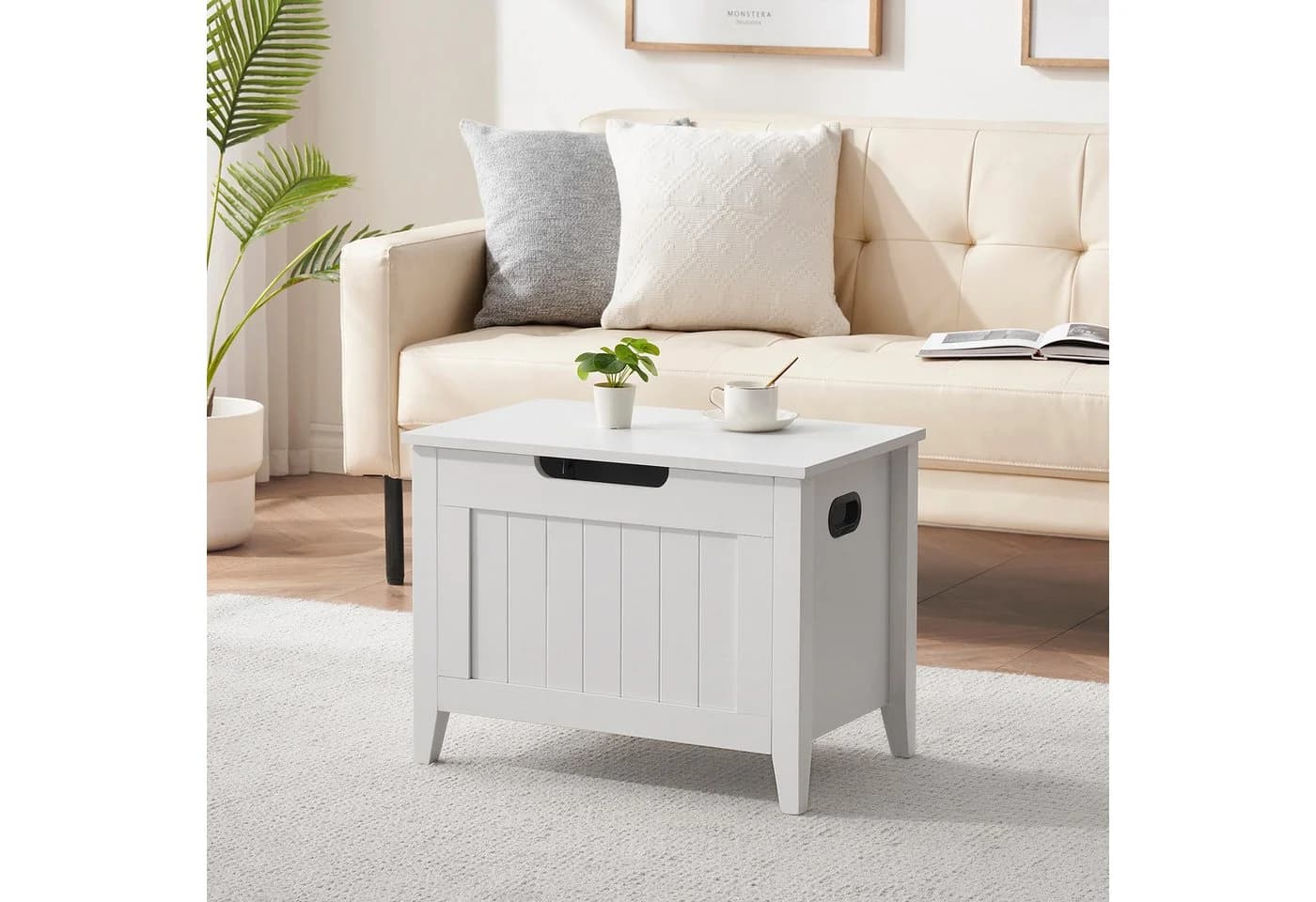 GarveeMore Sitztruhe Sitzbank mit Stauraum Spielzeugtruhe 60/100 x 40 x 46 cm