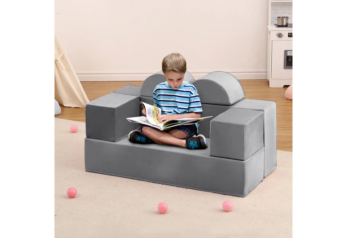 GarveeMore Kindersofa 6-teilig - Modular & Multifunktional