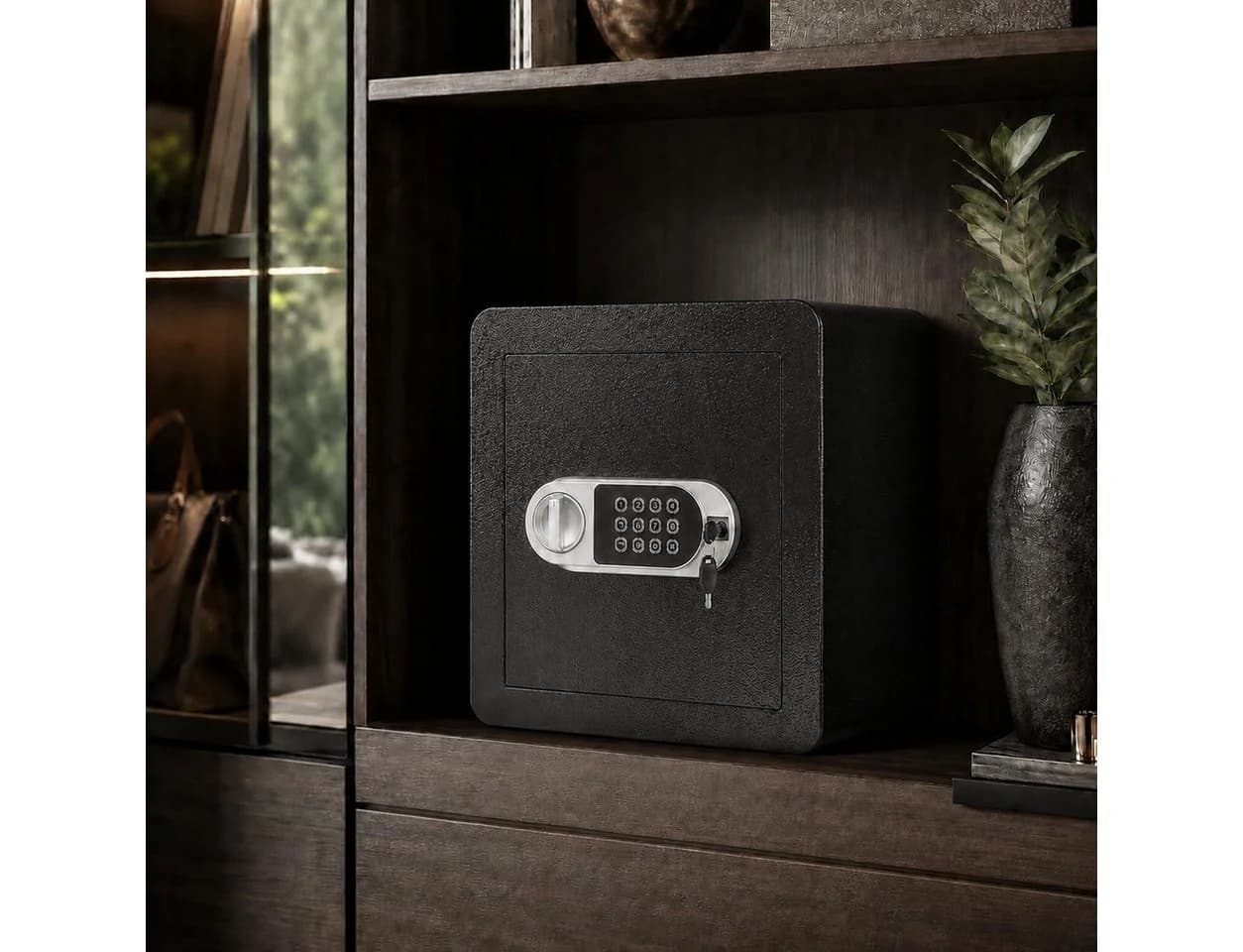GarveeMore Möbeltresor Schwarz mit Digitalem Tastenfeld und Alarmsystem