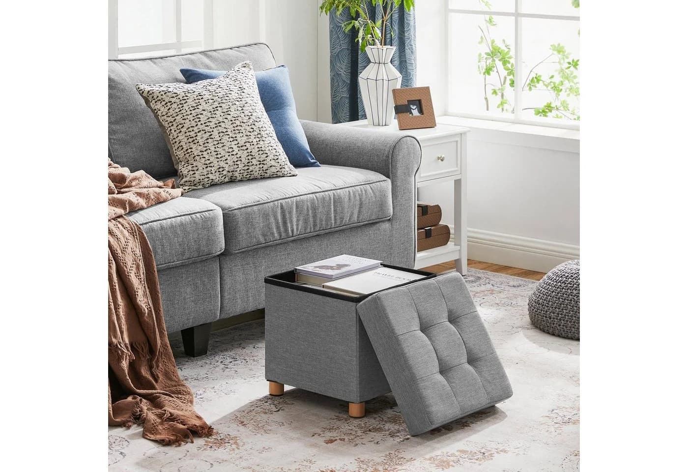 SONGMICS Sitzhocker mit Stauraum 38 cm