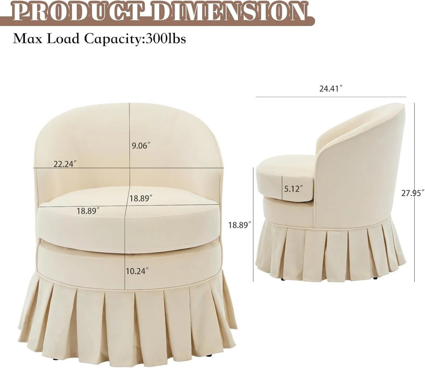 GarveeMore Loungesessel Mid Century Modern Beige Tonnenarmlehnen