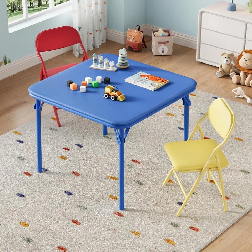 GarveeMore Kindertisch Klappbar 2 Stühle Set Schwarz