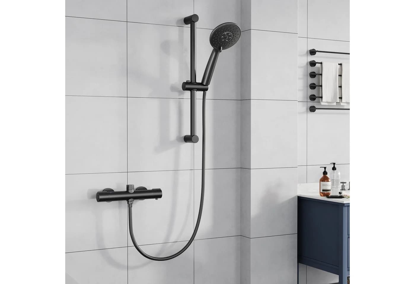 GarveeMore Brausegarnitur Duschsystem mit Thermostat 38°C Duschset Regendusche Set