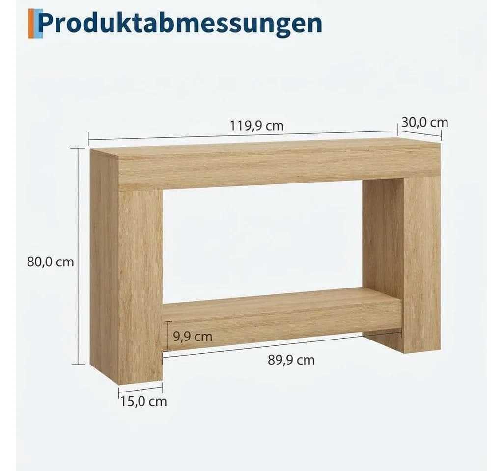 GarveeMore Konsolentisch Beige 2-stufig Holz
