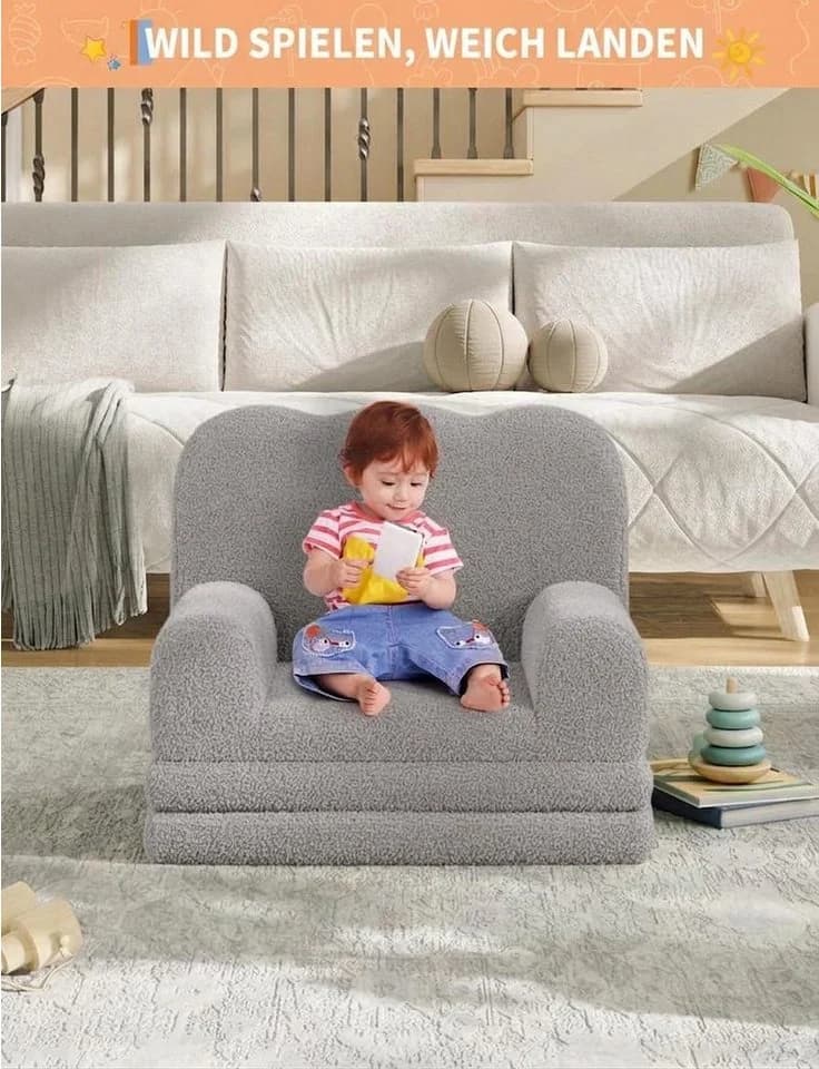 GarveeMore Kindersofa 2-in-1 Schlafsofa Klappsofa