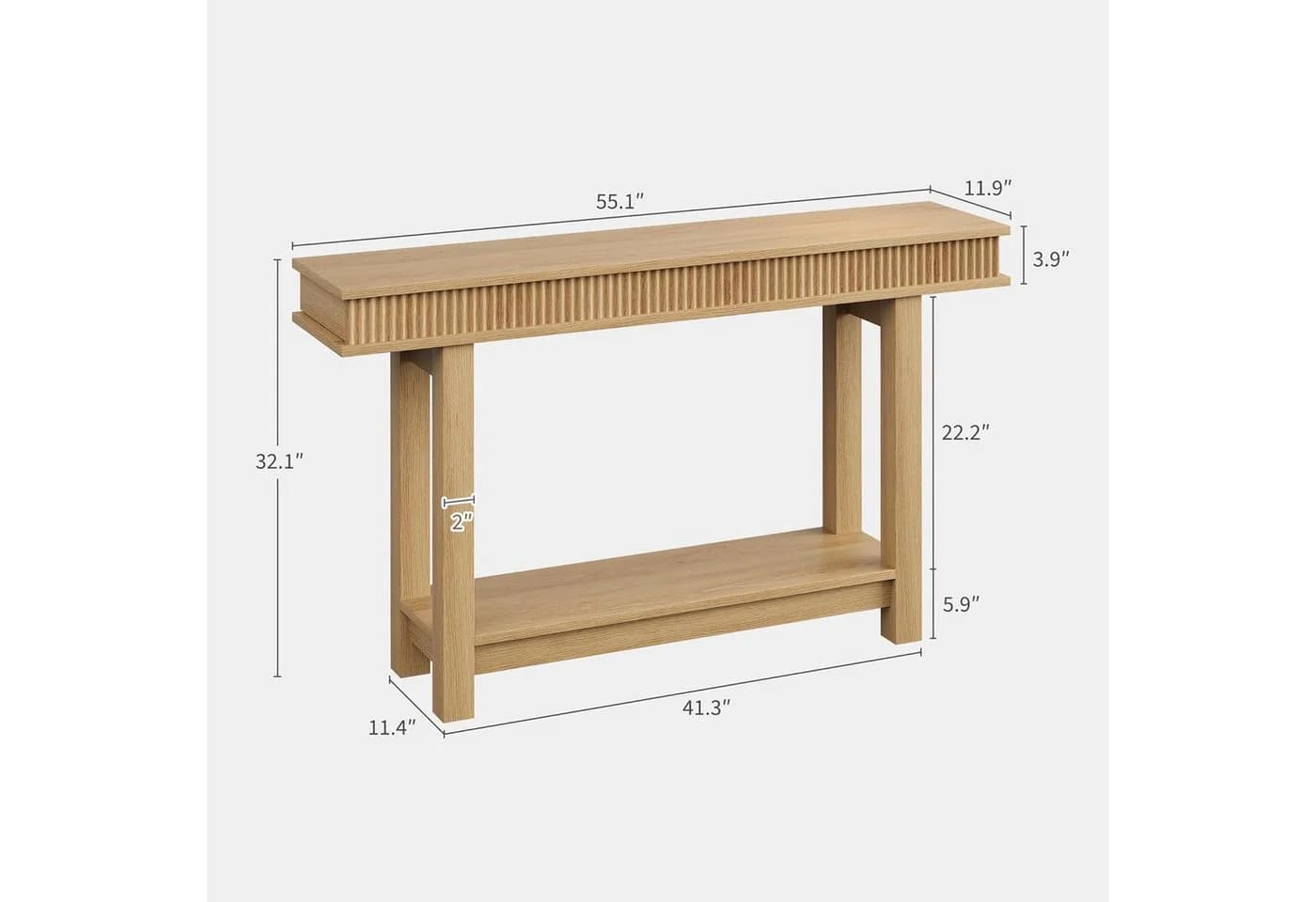 GarveeMore Konsolentisch Landhausstil Beige 2-stöckig