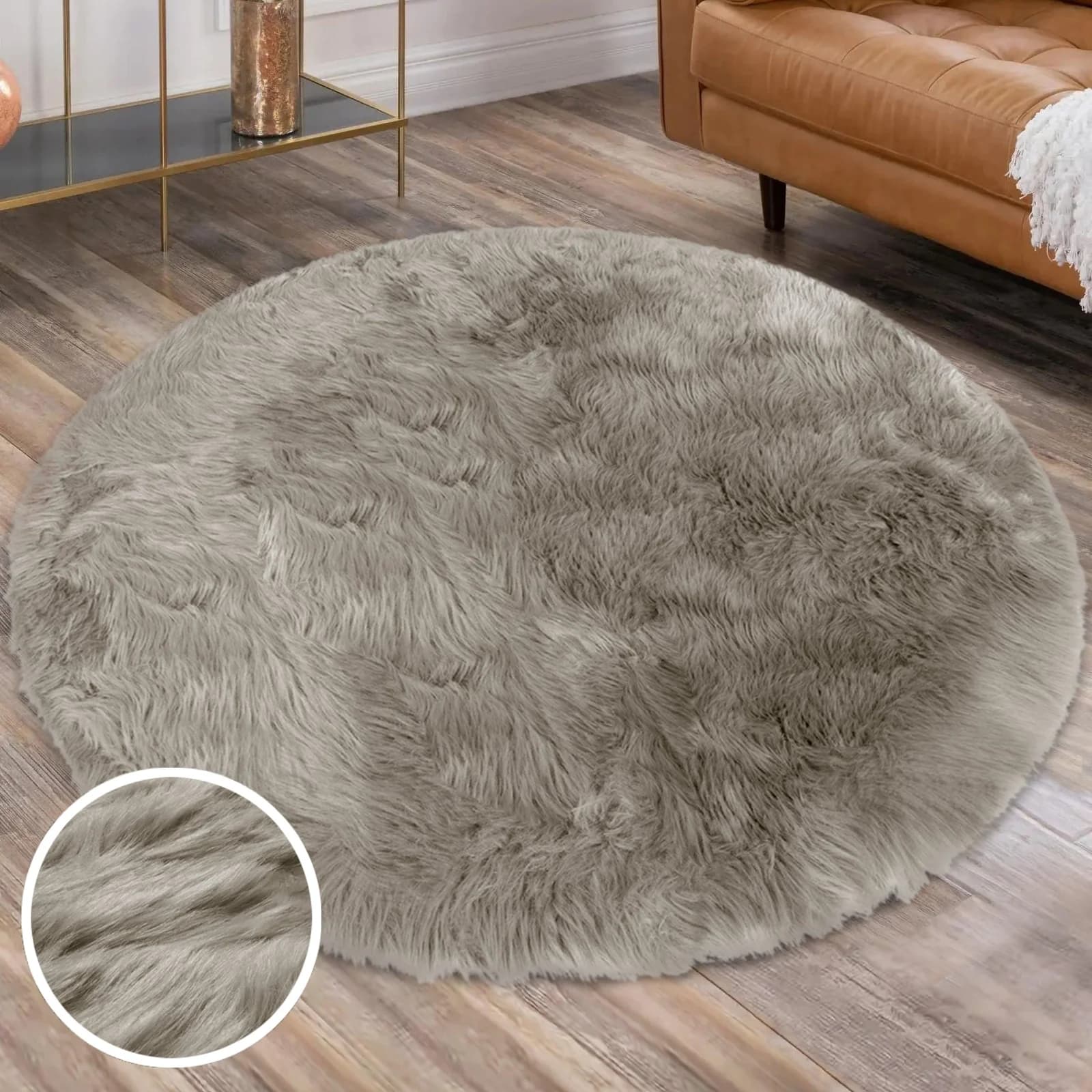 OTTO HOME Valeria Fellteppich Rund Grau Taupe Kunstfaser