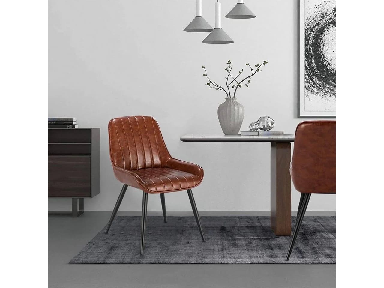EUGAD Esszimmerstuhl 4er Set Retro PU Kunstleder Metallbeine