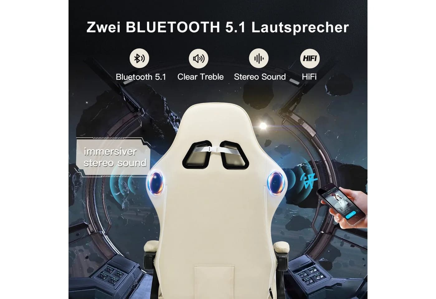 GTPLAYER Gaming-Stuhl ergonomisch mit Lautsprechern